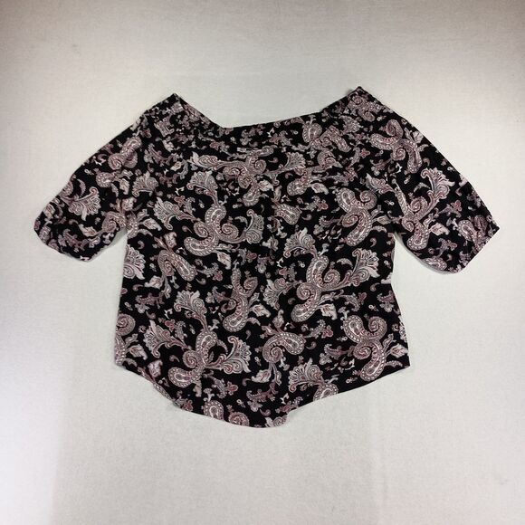 Womens Off the Shoulder Top Plus Sz 2X Balloon Sleeve Paisley Boho Whimsigoth - Picture 1 of 11
